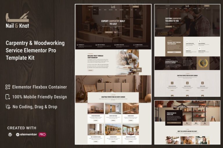 Carpentry & Woodworking Service Elementor Pro Template Kit